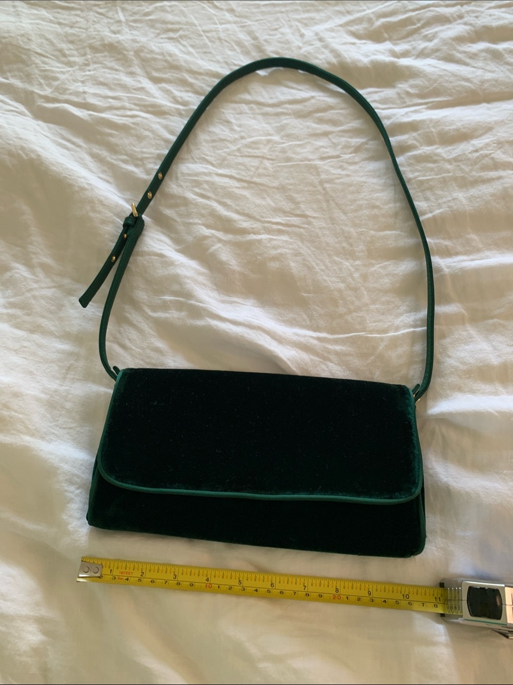 J. Crew green velvet shoulder bag
